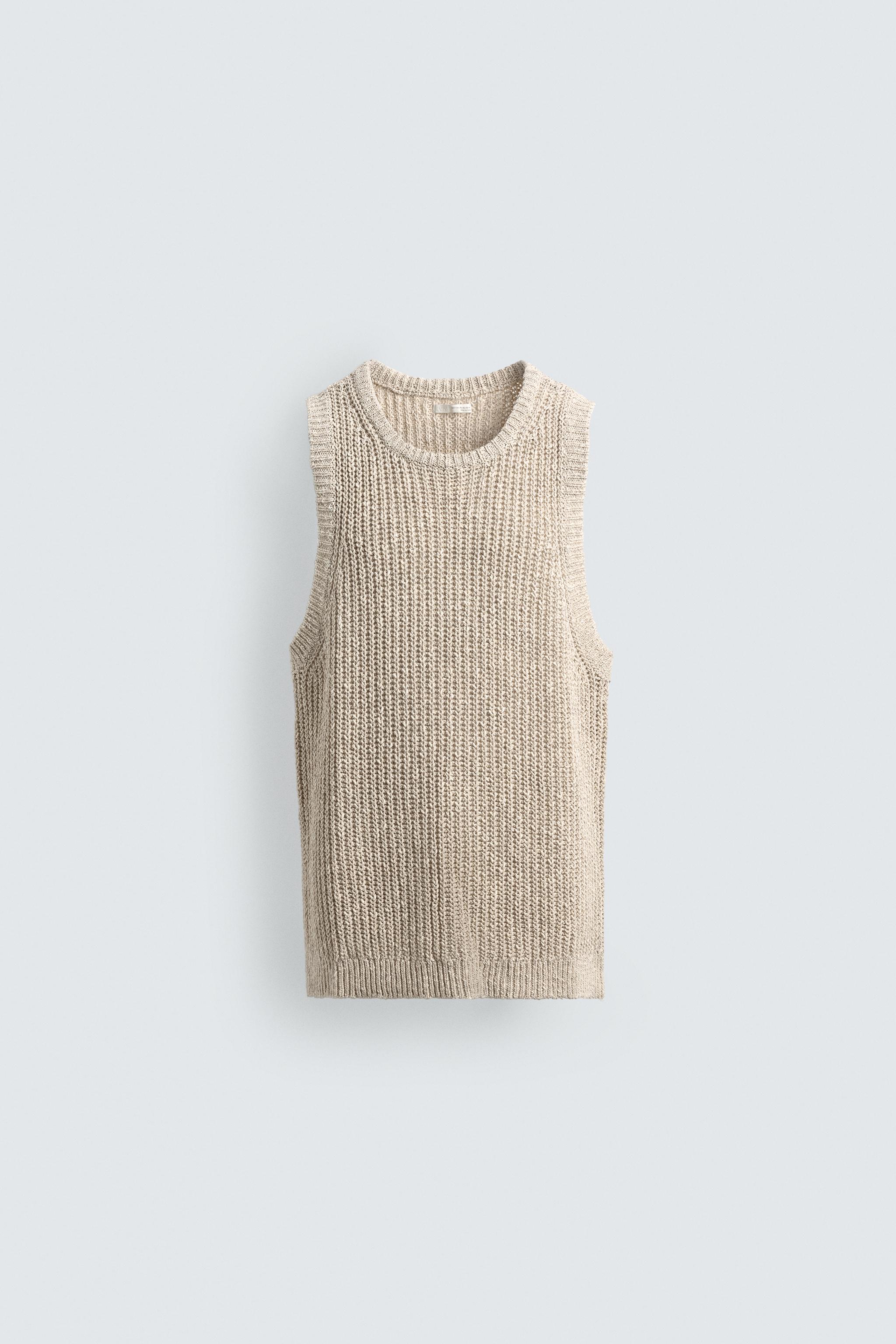 KNIT COTTON LINEN BLEND TANK TOP